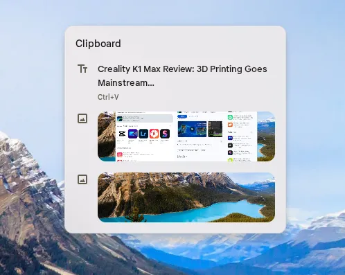 Trình quản lý clipboard hiển thị nội dung văn bản và hình ảnh đã sao chép trên ChromeOS, hỗ trợ tăng năng suất.